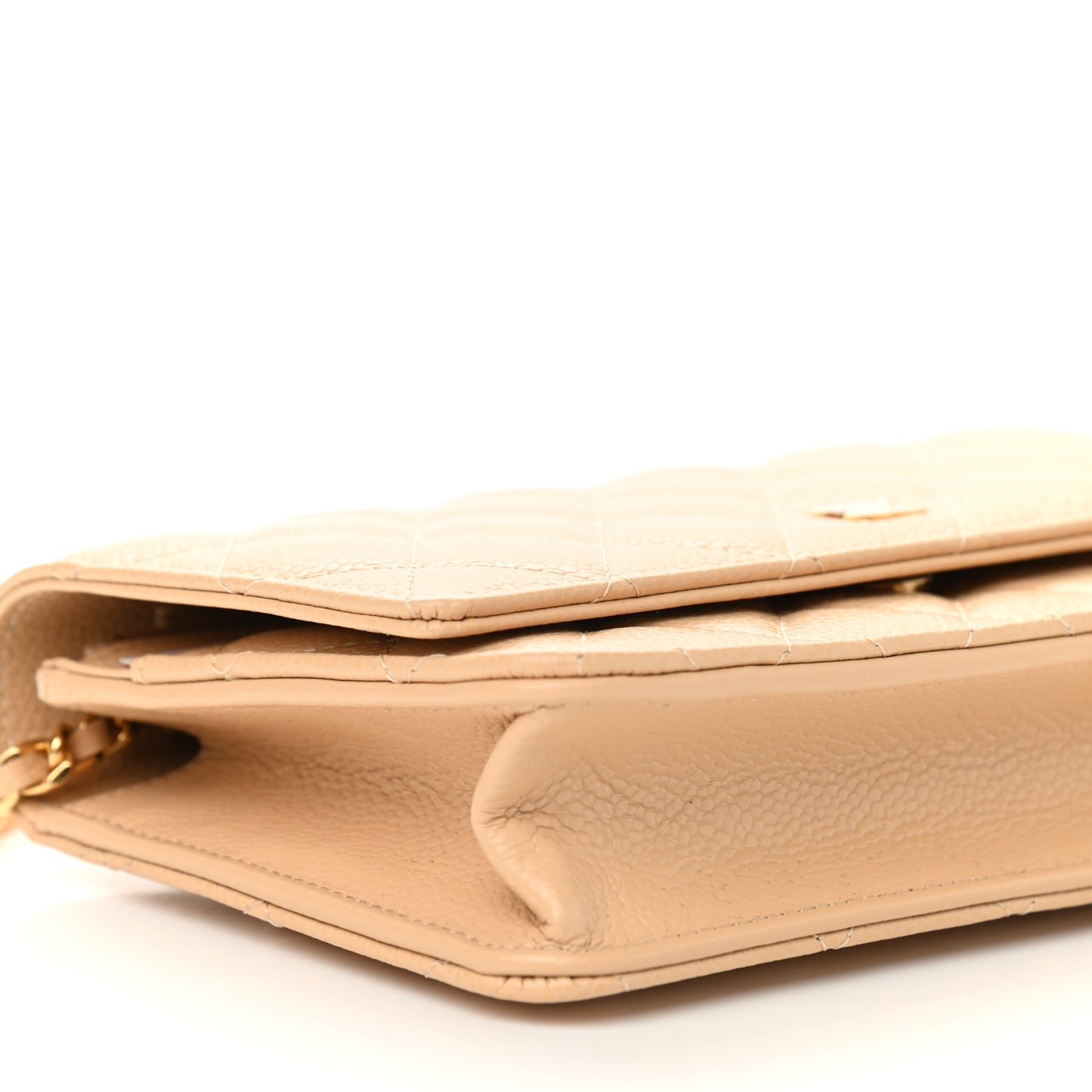 Caviar Quilted Wallet On Chain WOC Beige