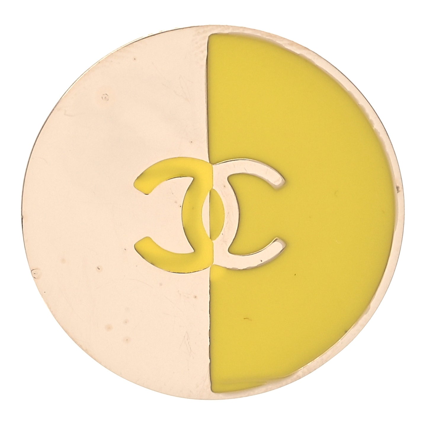 Enamel CC Pin Brooch Yellow