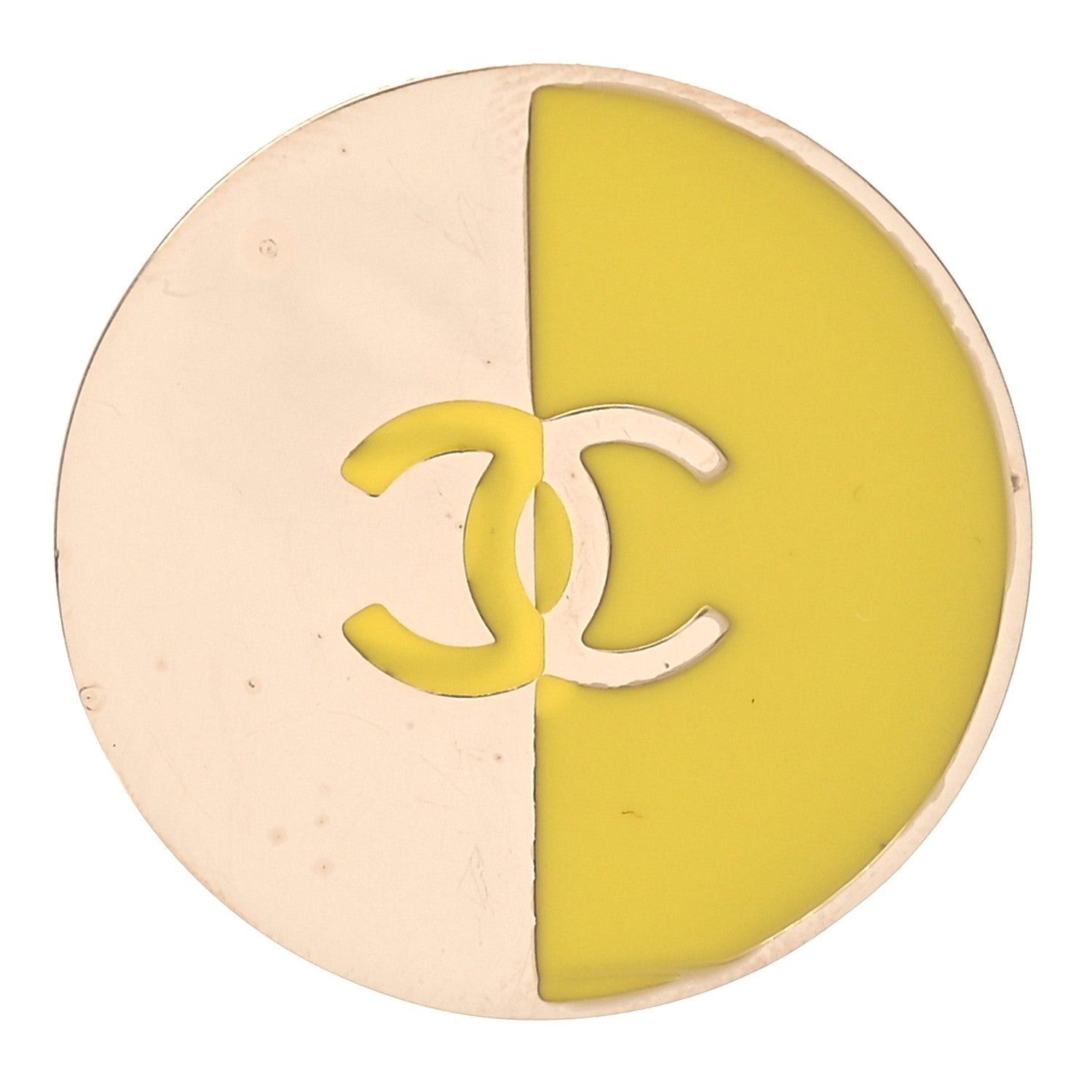 Chanel Enamel CC Pin Brooch Yellow 1 of 4