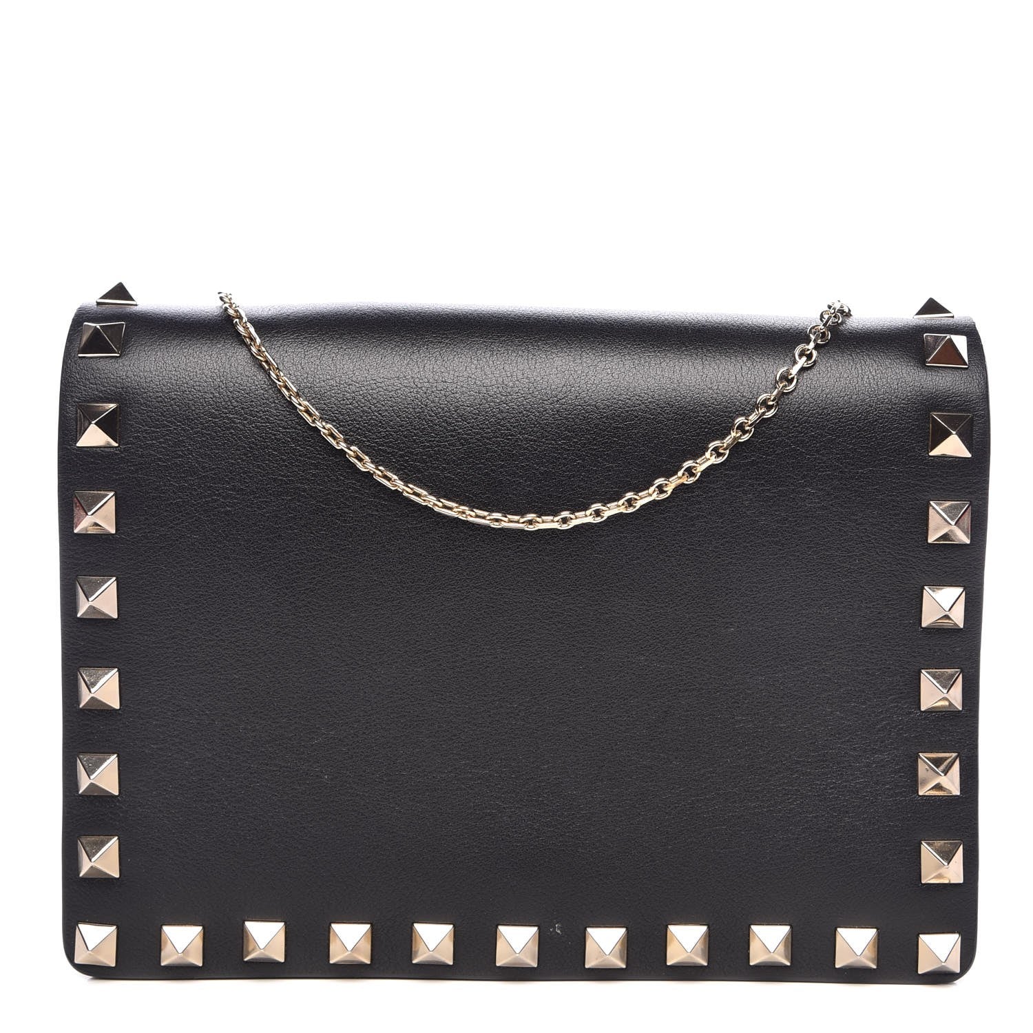 Valentino Garavani Calfskin Rockstud Wallet on Chain Black 1 of 7