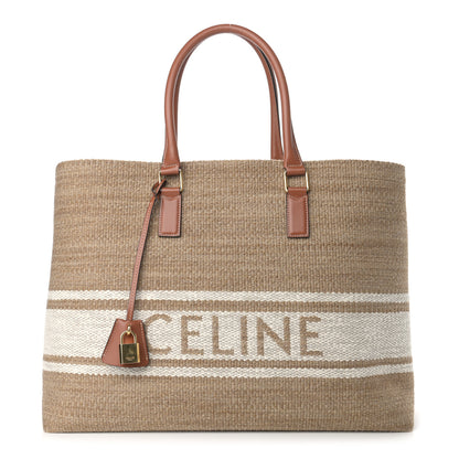 Celine Textile Calfskin Horizontal Cabas Beige Tan 1 of 10
