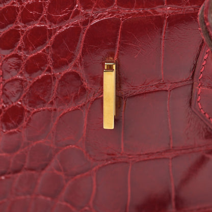Hermes Shiny Alligator Birkin 35 Rouge Vif 23 of 38