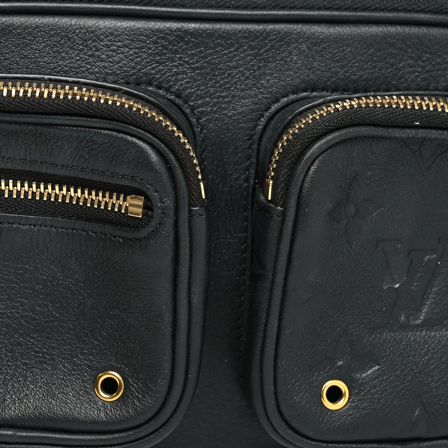 Calfskin Monogram Embossed Utility Crossbody Black