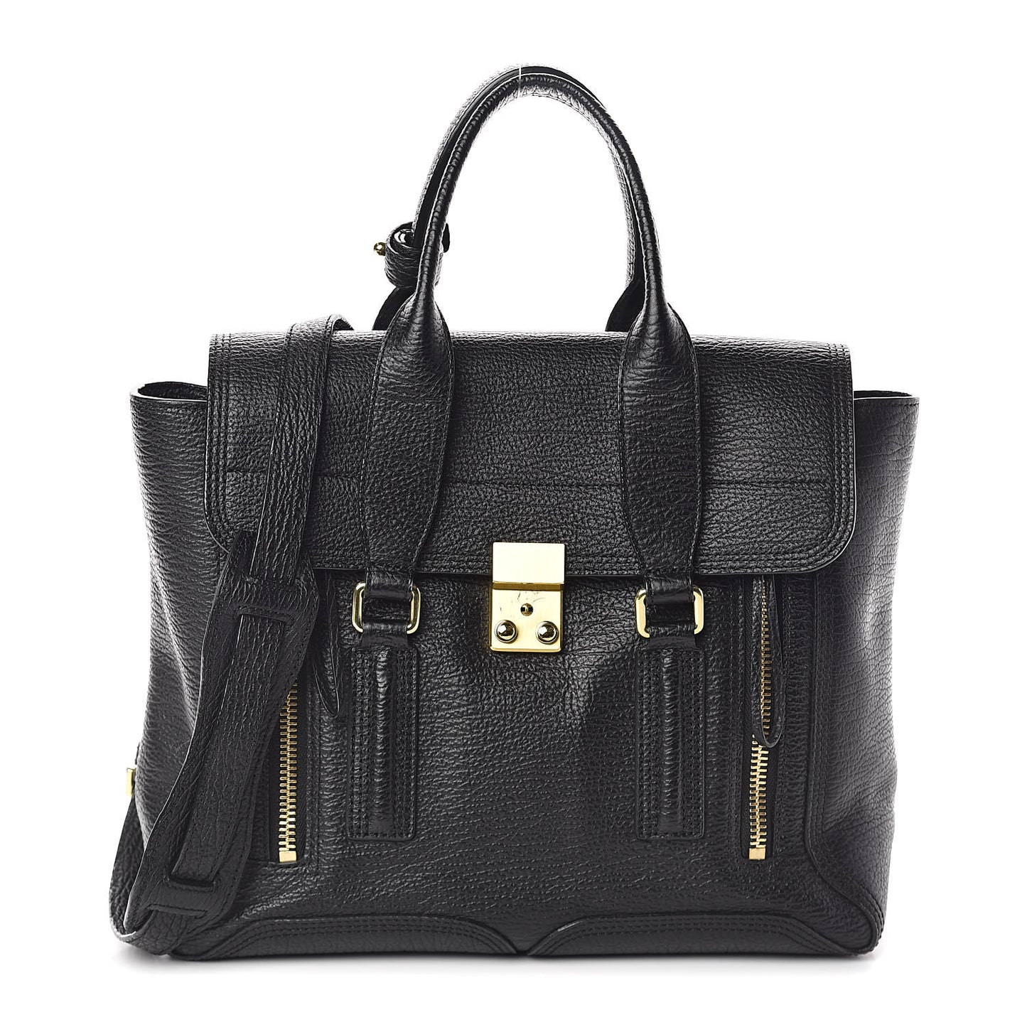 3.1 Textured Calfskin Medium Pashli Satchel Black