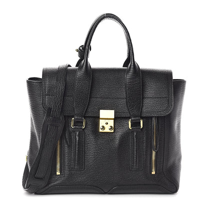3.1 Phillip Lim 3.1 Textured Calfskin Medium Pashli Satchel Black 1 of 9