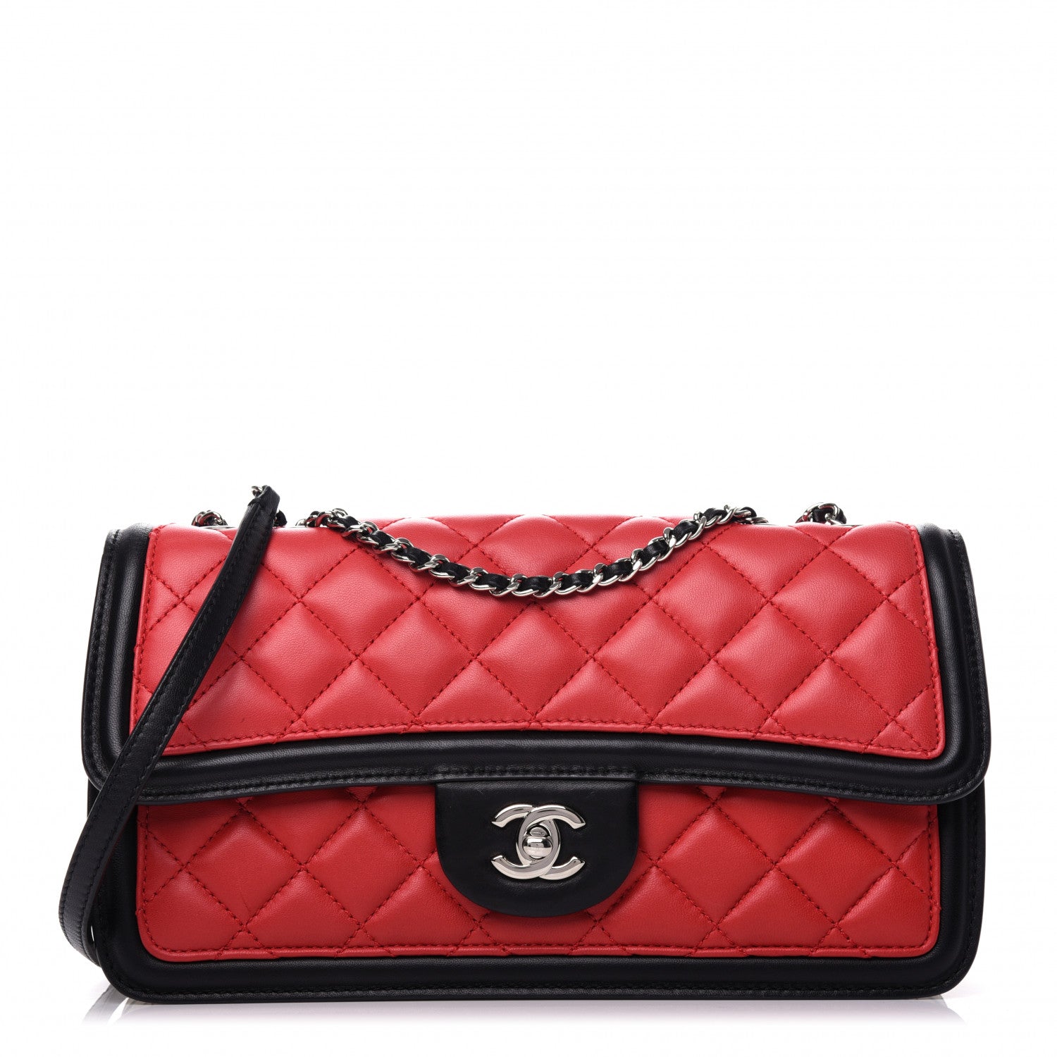 Chanel Lambskin Quilted Tri-Color Flap Red White Black 1 of 9