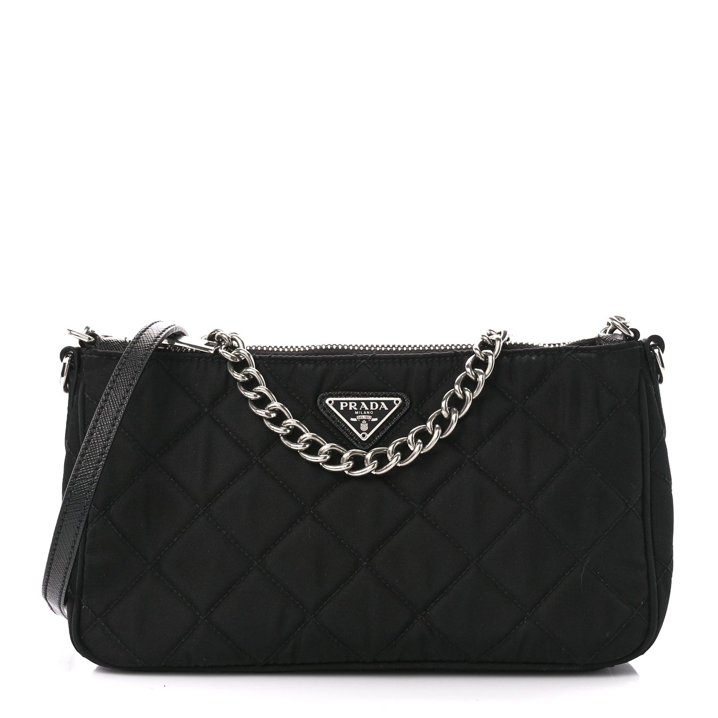 Nylon Tessuto Impuntu Quilted Crossbody Bag Black