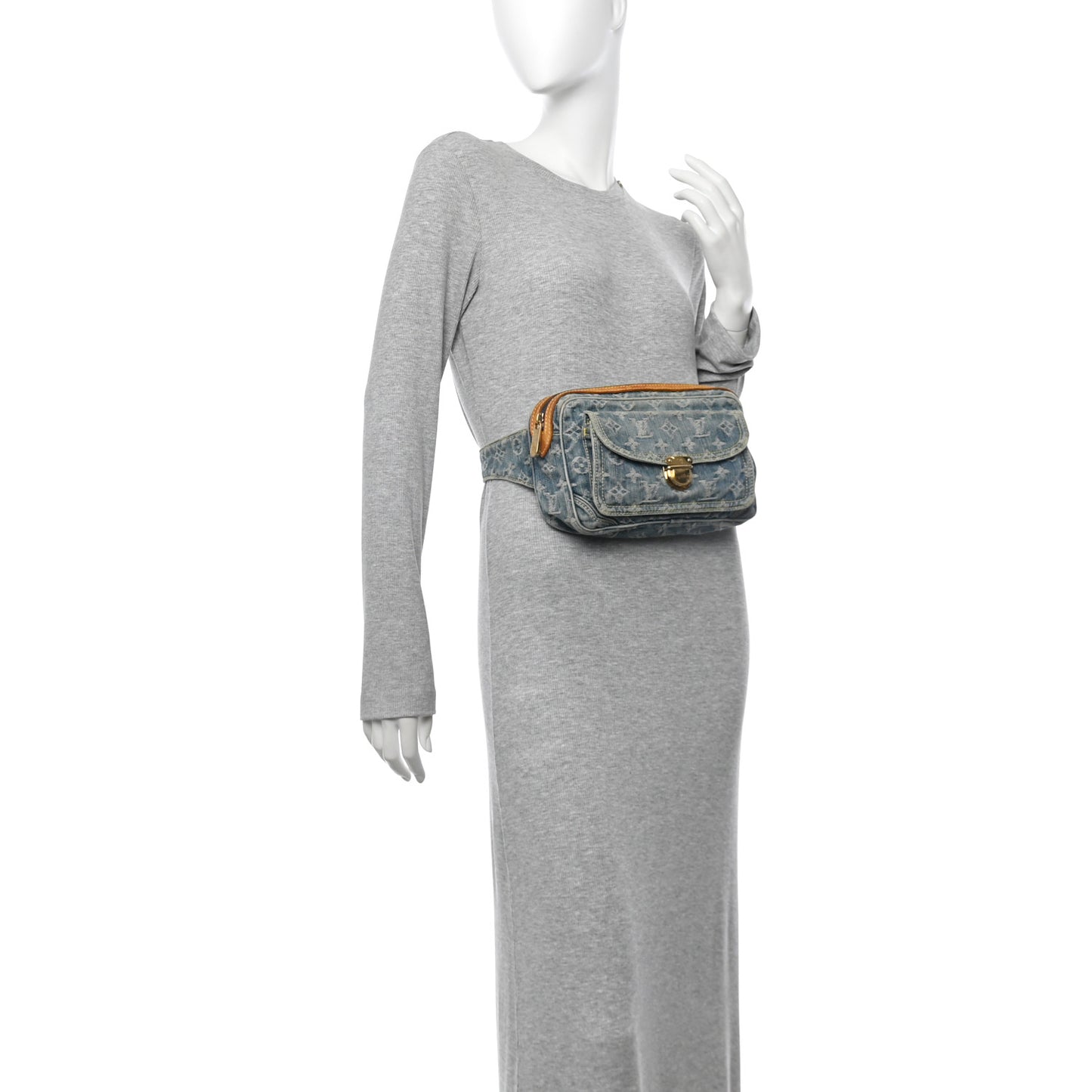 Monogram Denim Bum Bag Blue