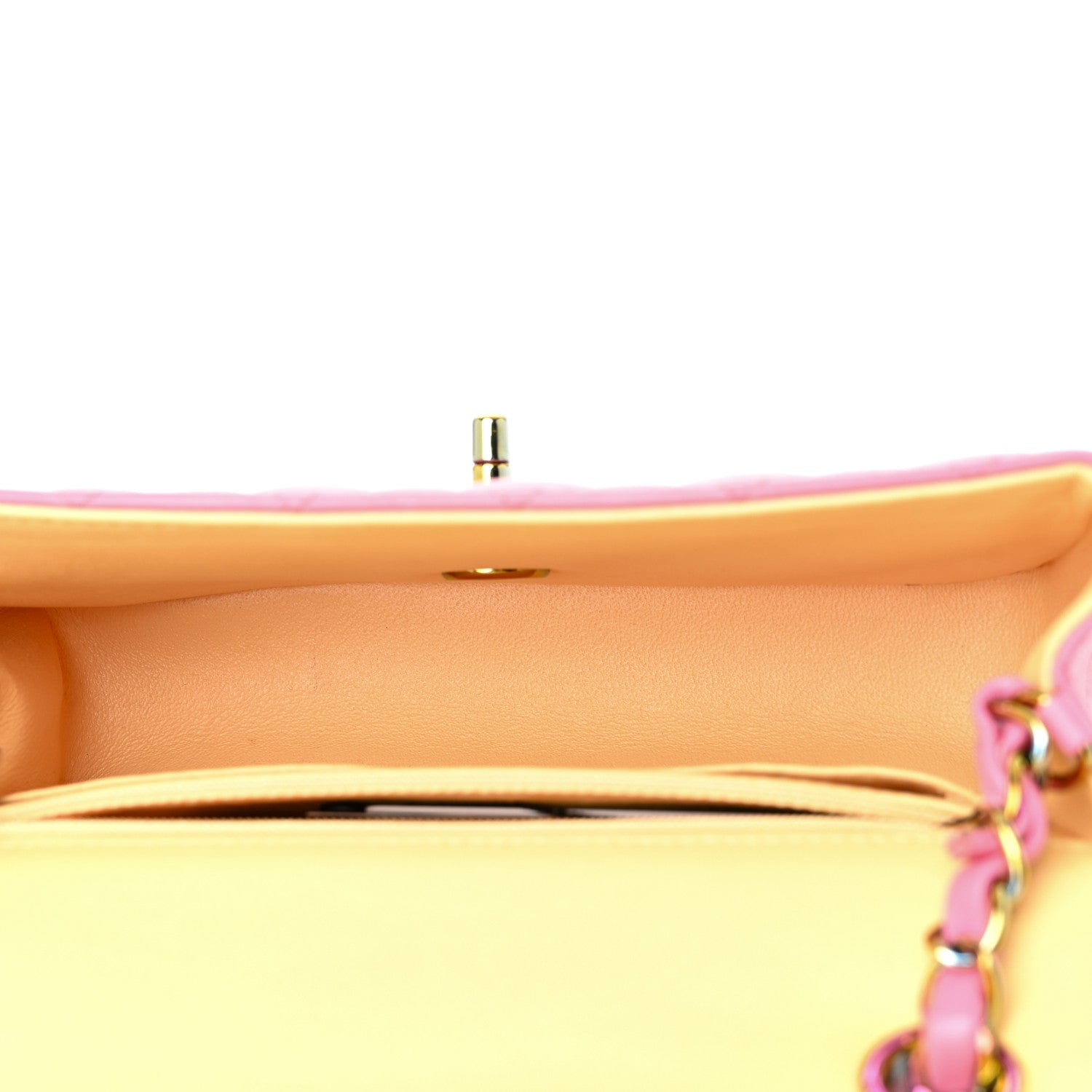Chanel Lambskin Quilted Mini Rectangular Flap Pink Yellow 5 of 11