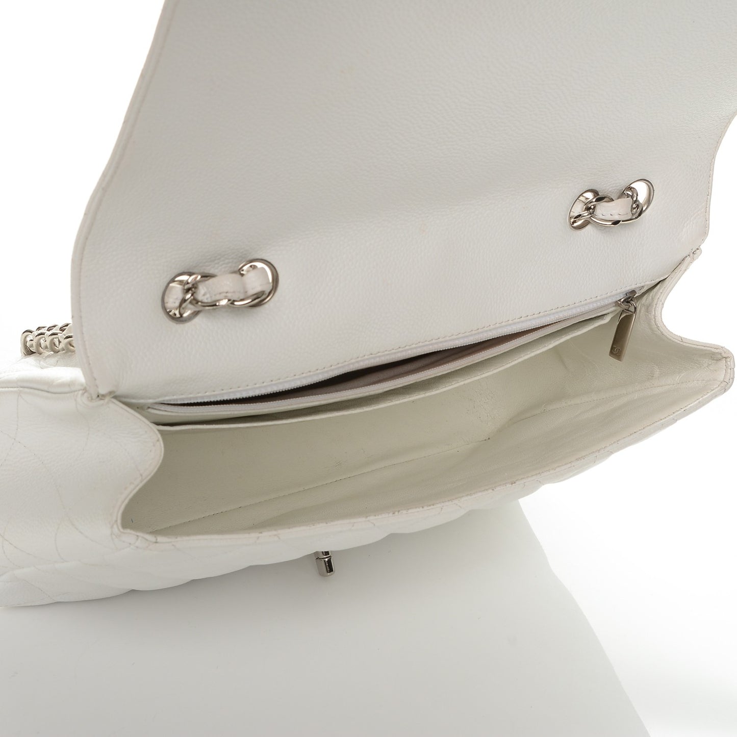 Caviar Quilted Jumbo Single Flap White