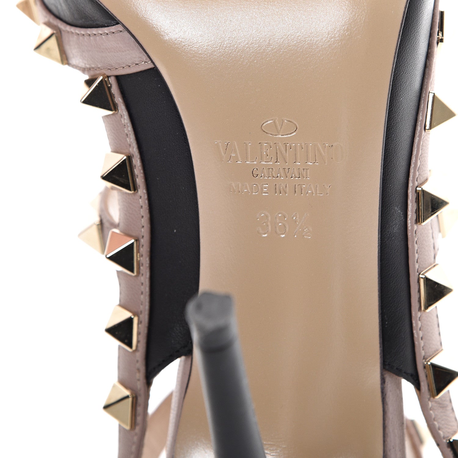 Valentino Garavani Nappa Rockstud Ankle Strap Pumps 36.5 Black Poudre 7 of 12