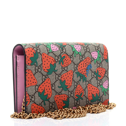 Gucci GG Supreme Monogram Strawberry Chain Wallet 3 of 11