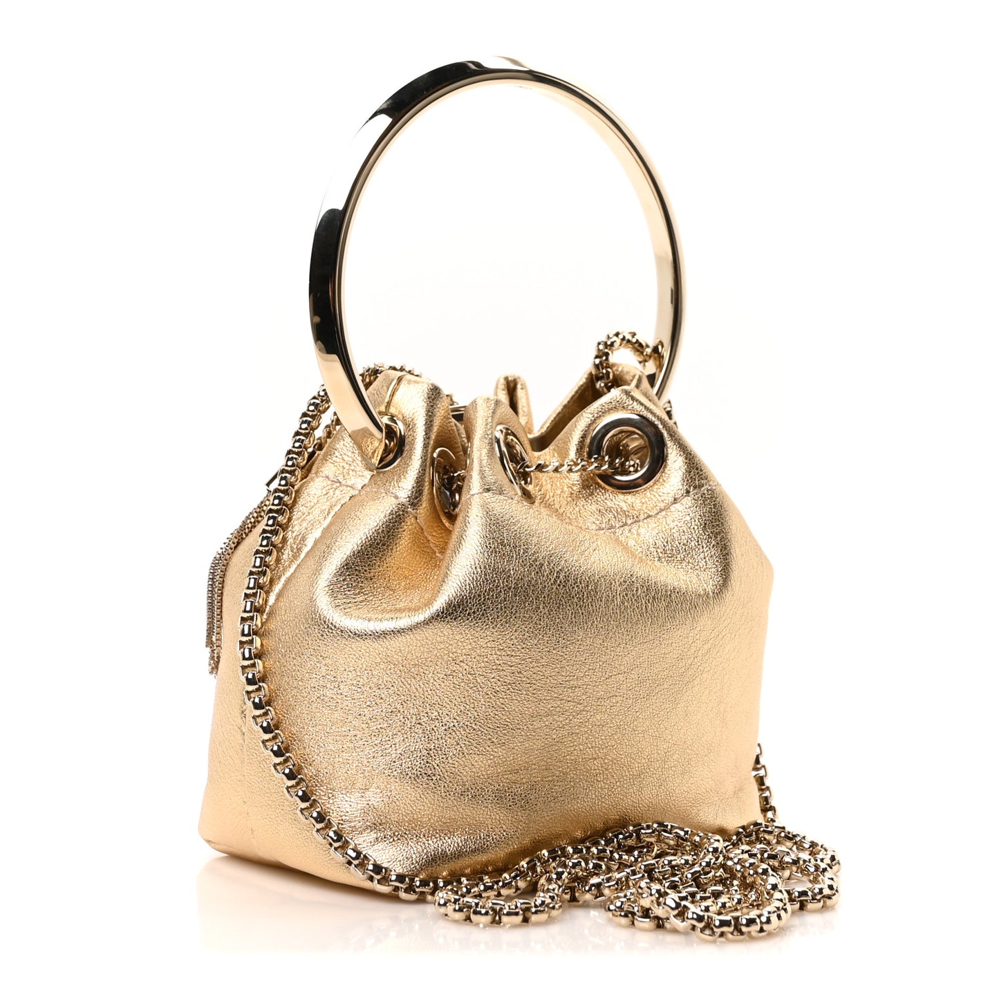 Metallic Lambskin Micro Bon Bon Bag Gold