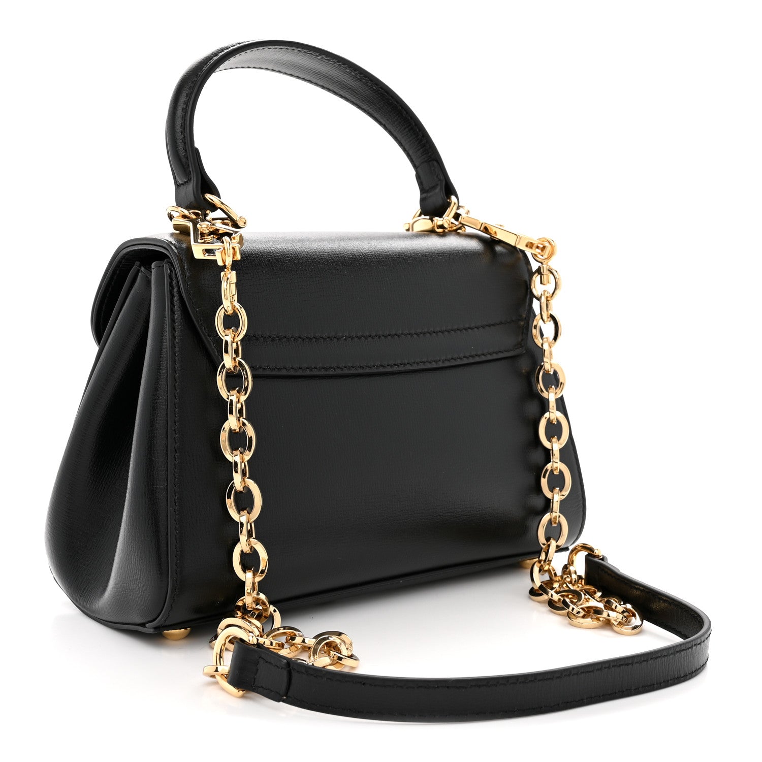 Gucci Glazed Textured Calfskin Mini Horsebit 1955 Top Handle Flap Bag Black 3 of 10