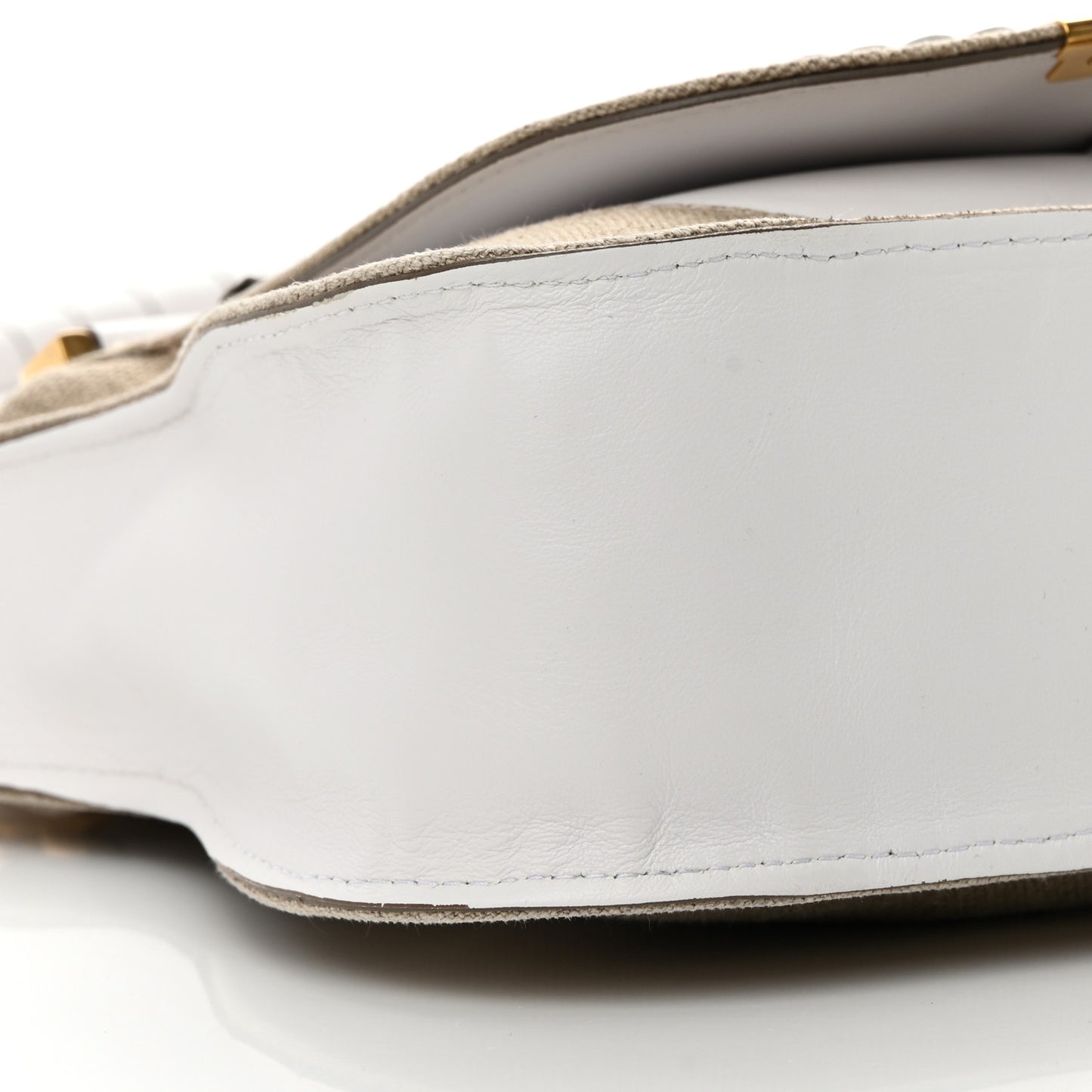 Canvas Calfskin Small Marcie Satchel White