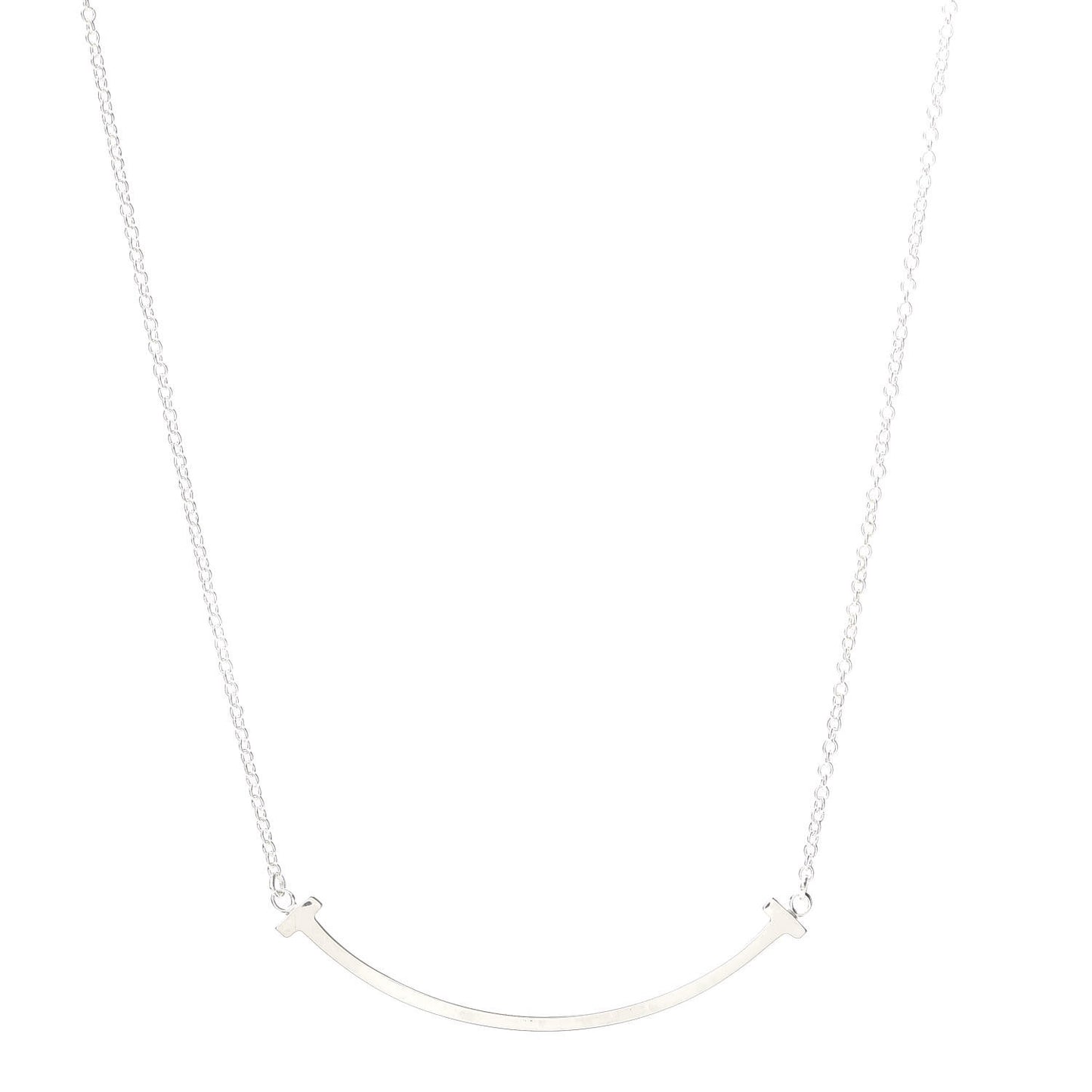 Sterling Silver Small T Smile Pendant Necklace
