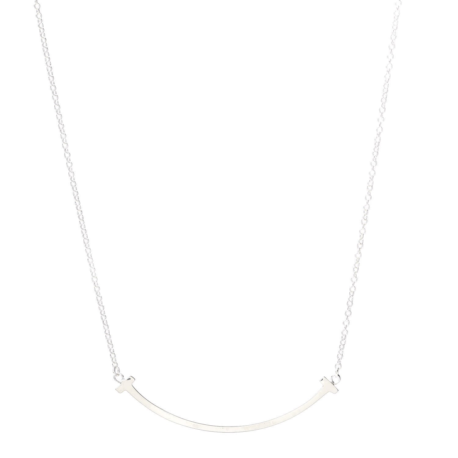 Tiffany Sterling Silver Small T Smile Pendant Necklace 1 of 6