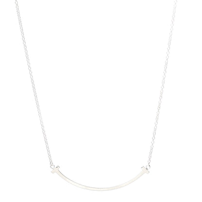 Tiffany Sterling Silver Small T Smile Pendant Necklace 1 of 6