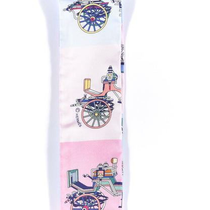 Hermes Silk Les Voitures Exquises Twilly Bleu Rose Vert 4 of 4