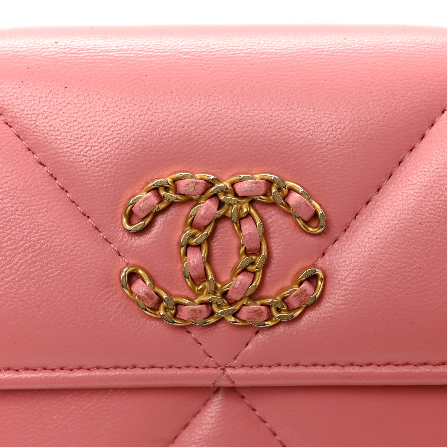 Chanel Lambskin Quilted Chanel 19 Flap Wallet Coral Pink 9 of 13