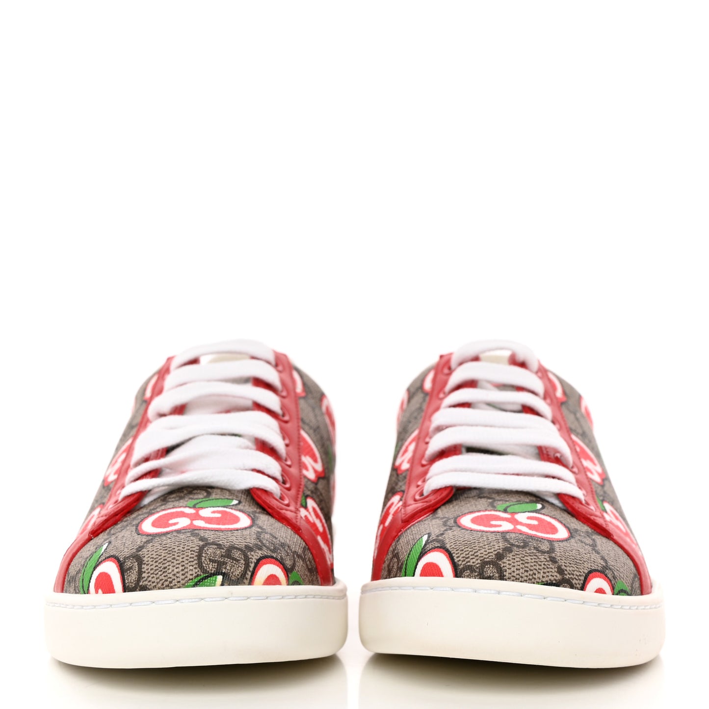 GG Supreme Monogram Apple Womens Ace Sneakers 38 Red