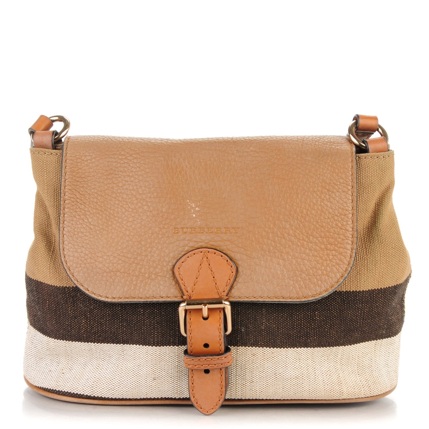 Mega Check Grainy Calfskin Small Gowan Messenger Bag Saddle Brown