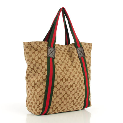Gucci GG Monogram Medium Web Handle Vertical Tote Bag Dark Brown 3 of 8