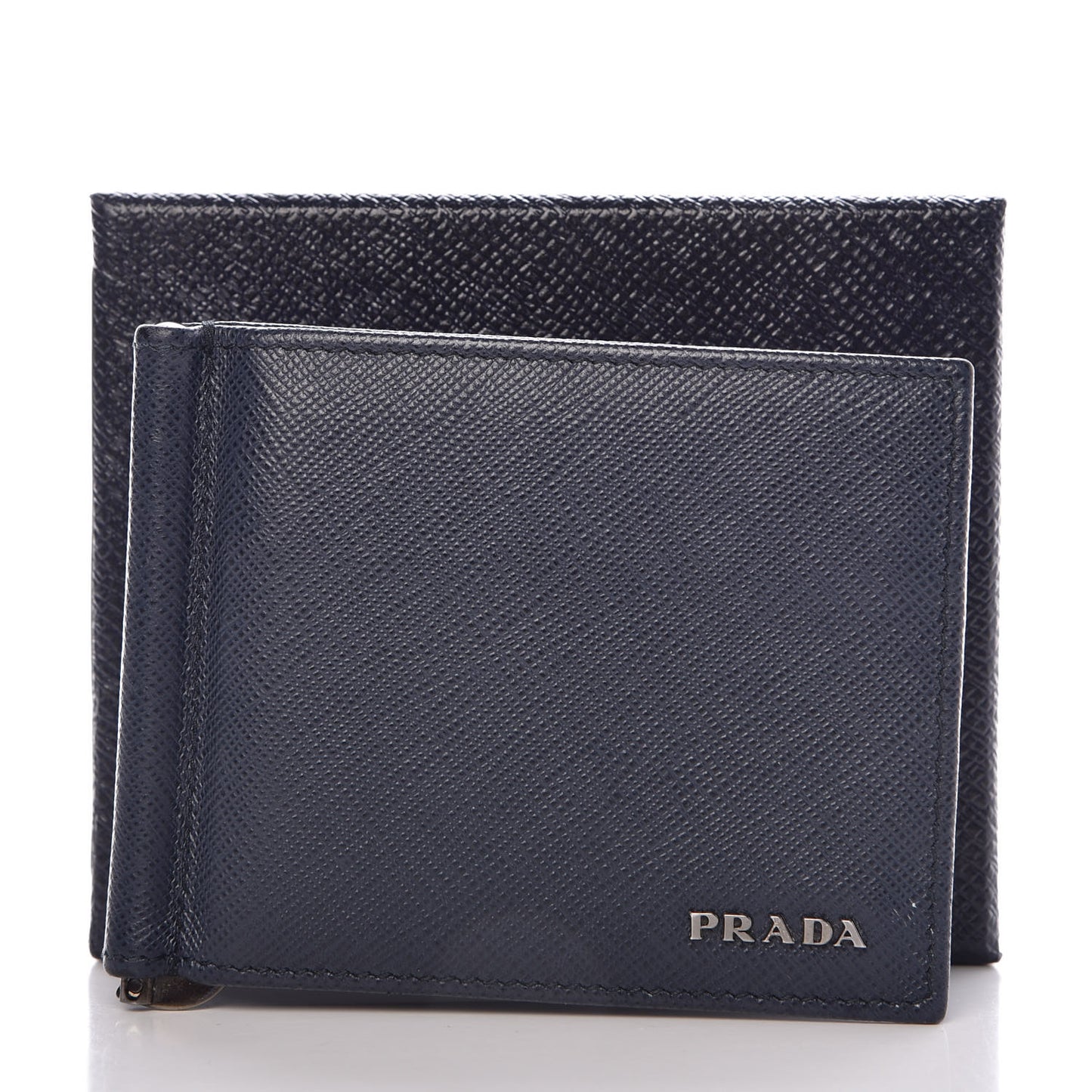 Saffiano Bi-Color Money Clip Bi-Fold Wallet Baltico Black
