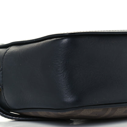 Fendi Glazed Fabric Vitello Century FF 1974 Stamp Patch Mini Camera Case Mogano Panna Black 10 of 13