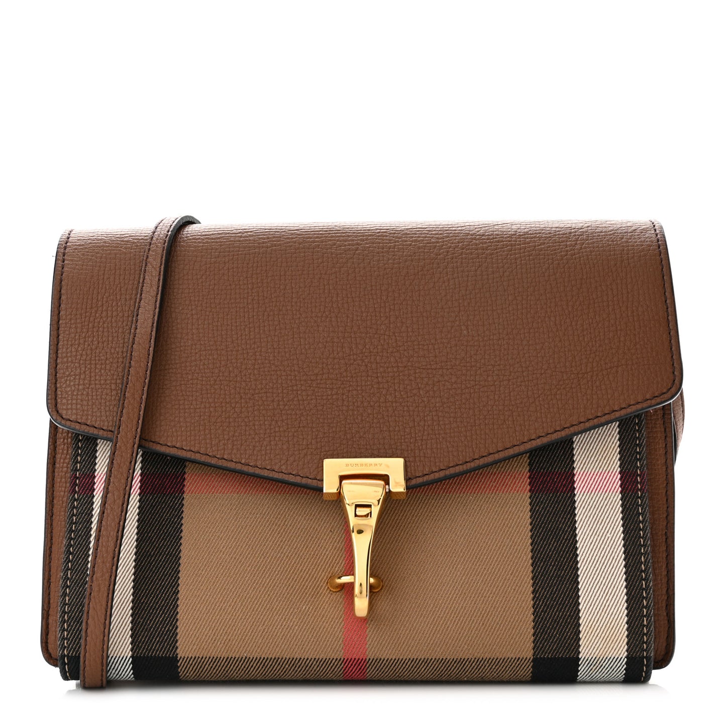 Derby Calfskin House Check Small Macken Crossbody Bag Tan