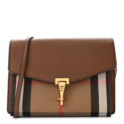 Burberry Derby Calfskin House Check Small Macken Crossbody Bag Tan 1 of 12