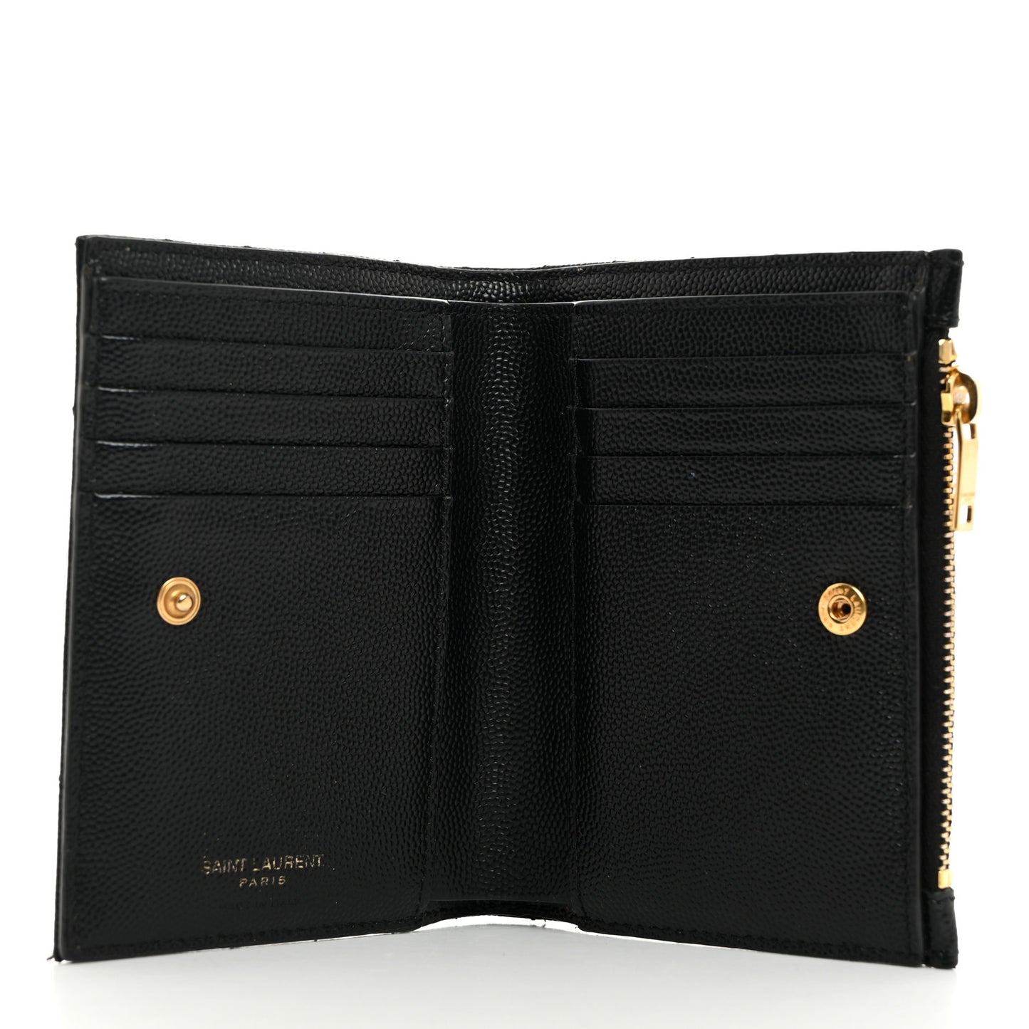 Grain De Poudre Matelasse Chevron Monogram Zipped Two-Part Wallet Black