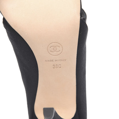 Chanel Grosgrain Pearl Open Toe Caged Ankle Boots 38 Black 7 of 9