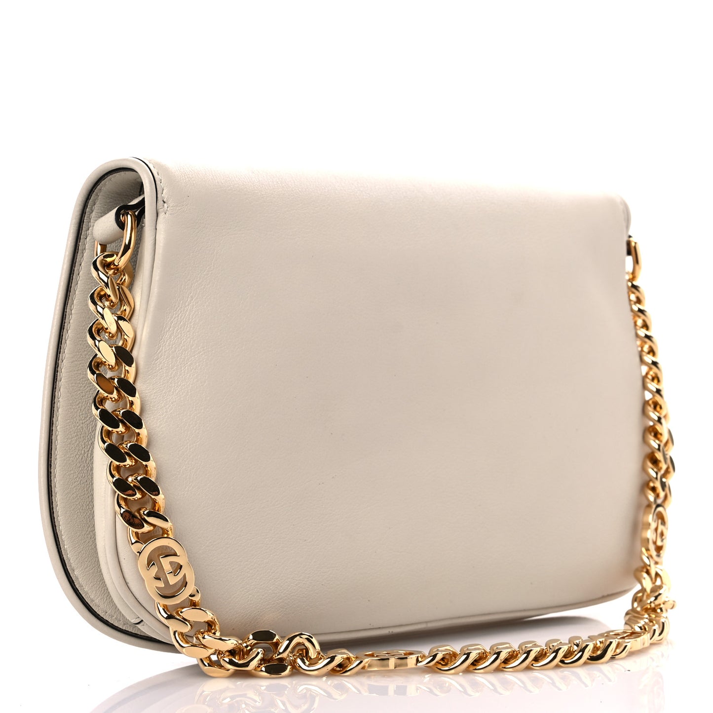 Roxy Calfskin Blondie Chain Shoulder Flap Bag Mystic White
