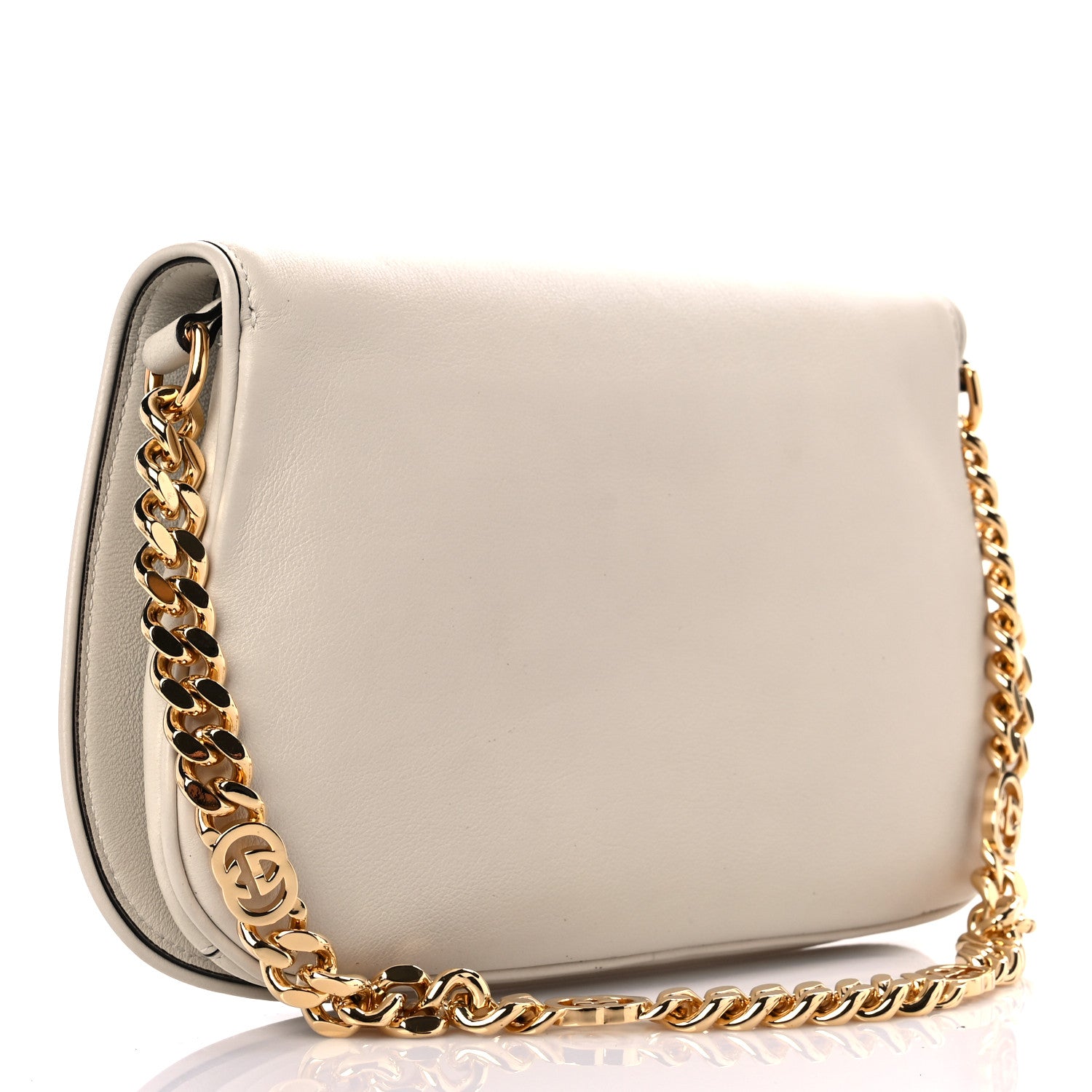 Gucci Roxy Calfskin Blondie Chain Shoulder Flap Bag Mystic White 3 of 9
