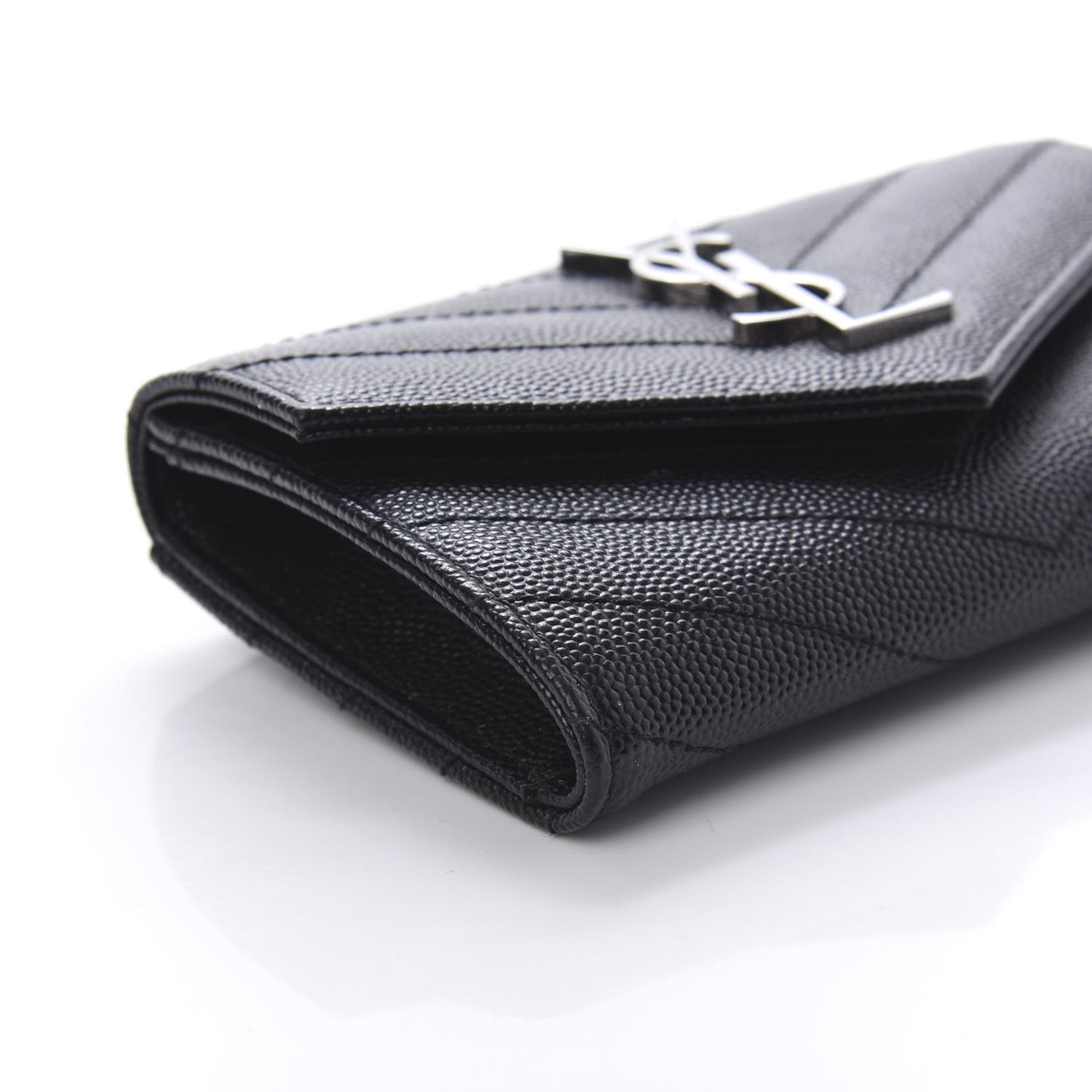 Grain De Poudre Matelasse Chevron Small Monogram Envelope Wallet Black