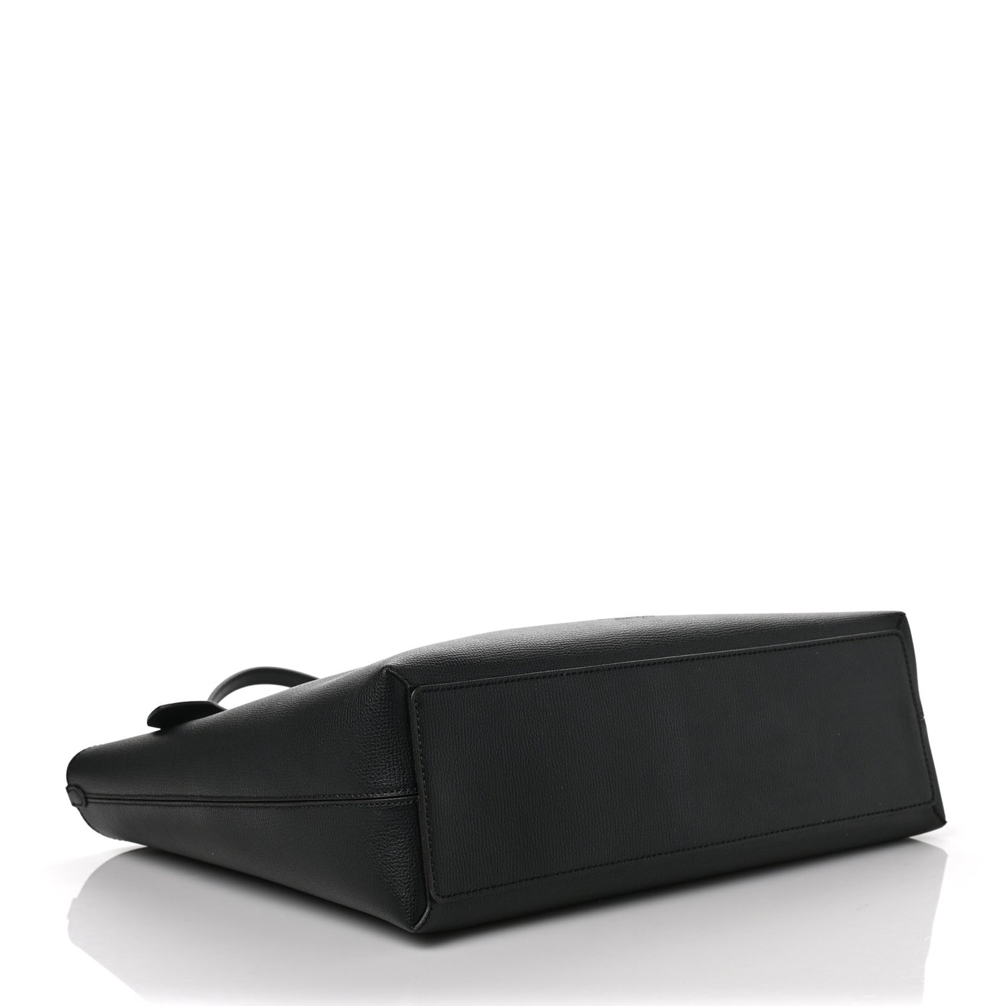 Grainy Calfskin Haymarket Check Medium Reversible Tote Black