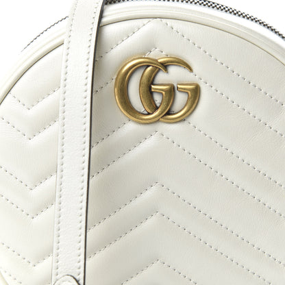 Gucci Calfskin Matelasse Mini GG Marmont Round Shoulder Bag White 10 of 10