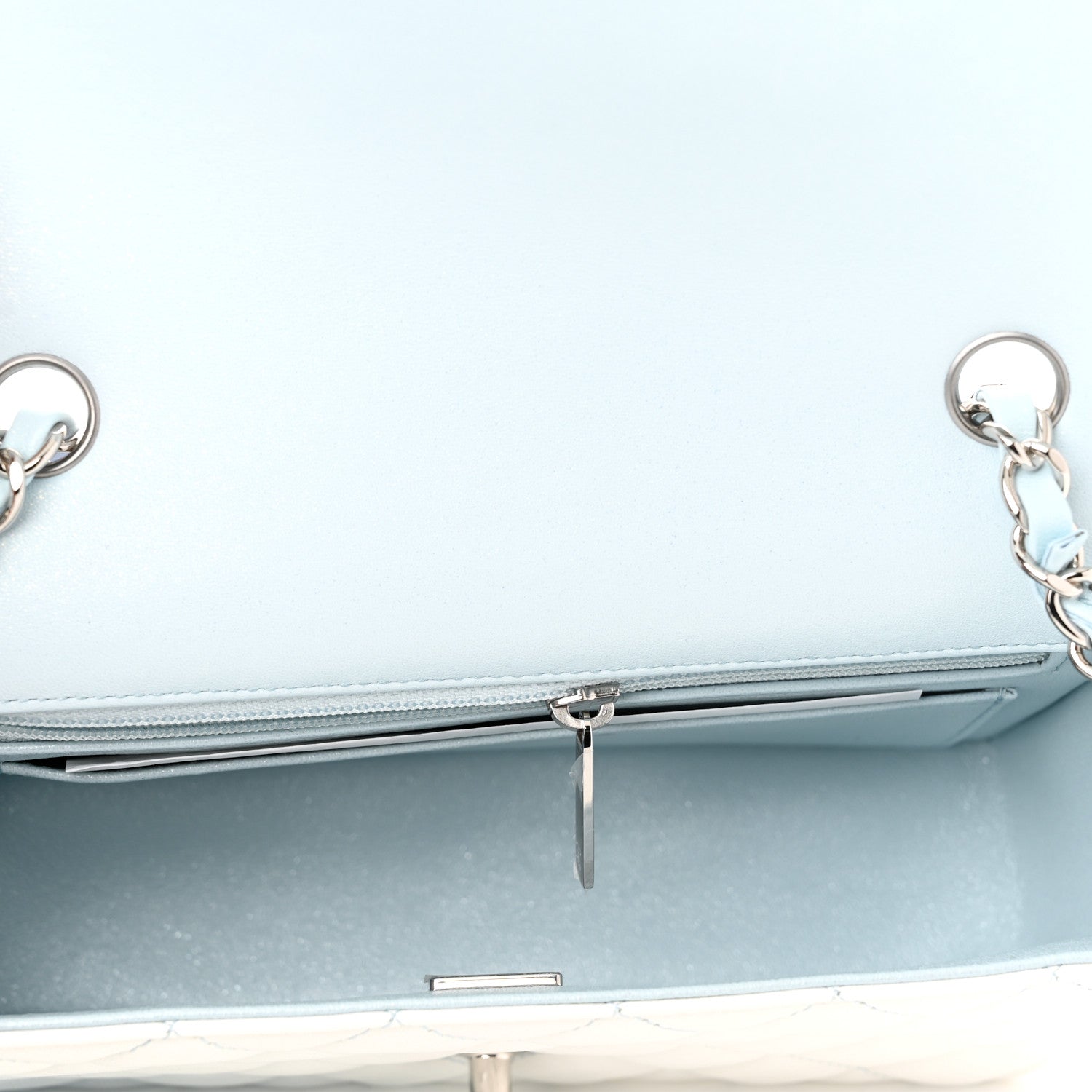Chanel Perforated Lambskin Quilted Mini Rectangular Flap Light Blue Light Purple White 5 of 11