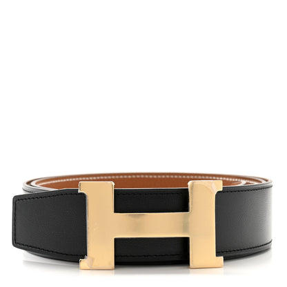 Hermes Box 135 Togo 38mm Constance H Belt 95 38 Black Gold 1 of 6