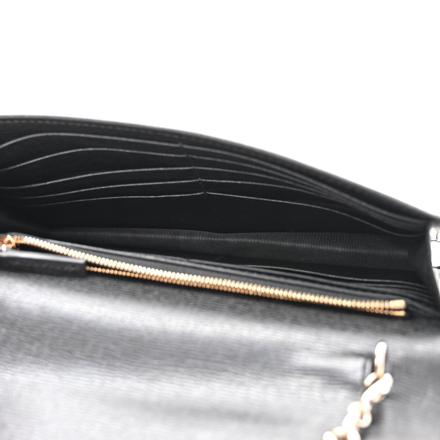 Textured Calfskin Medium Betty Chain Wallet Black