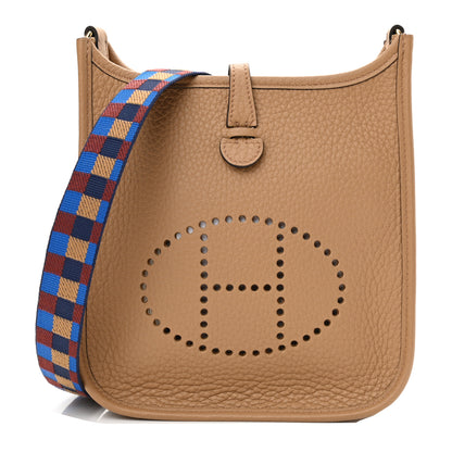 Hermes Taurillon Clemence Maxi Quadrille Evelyne TPM Chai Bleu Rouge H Bleu Saphir 1 of 9