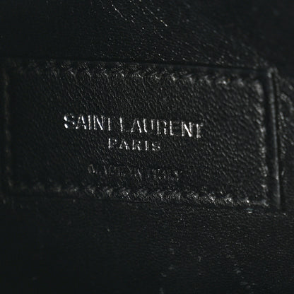 Saint Laurent Calfskin Crocodile Embossed West Hollywood Monogram Fold Over Clutch Black 5 of 6