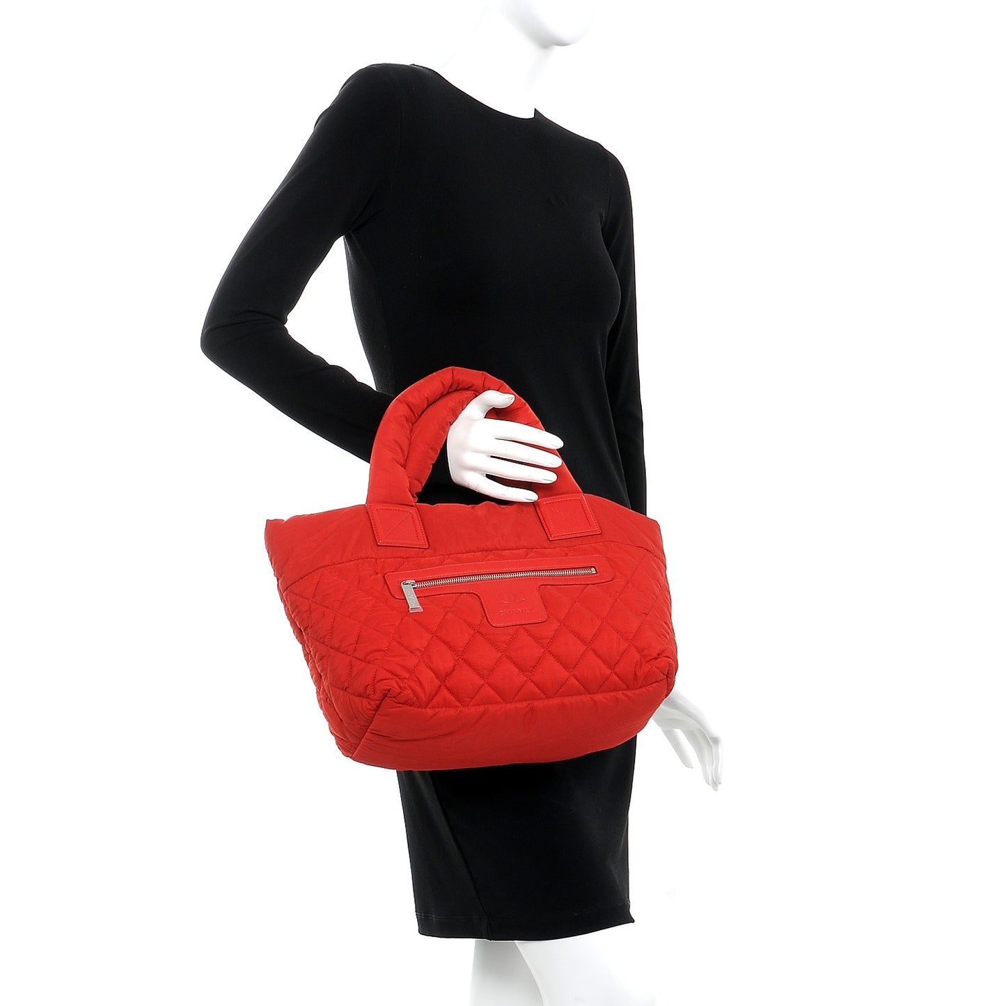 Nylon Quilted Small Coco Cocoon Tote Red