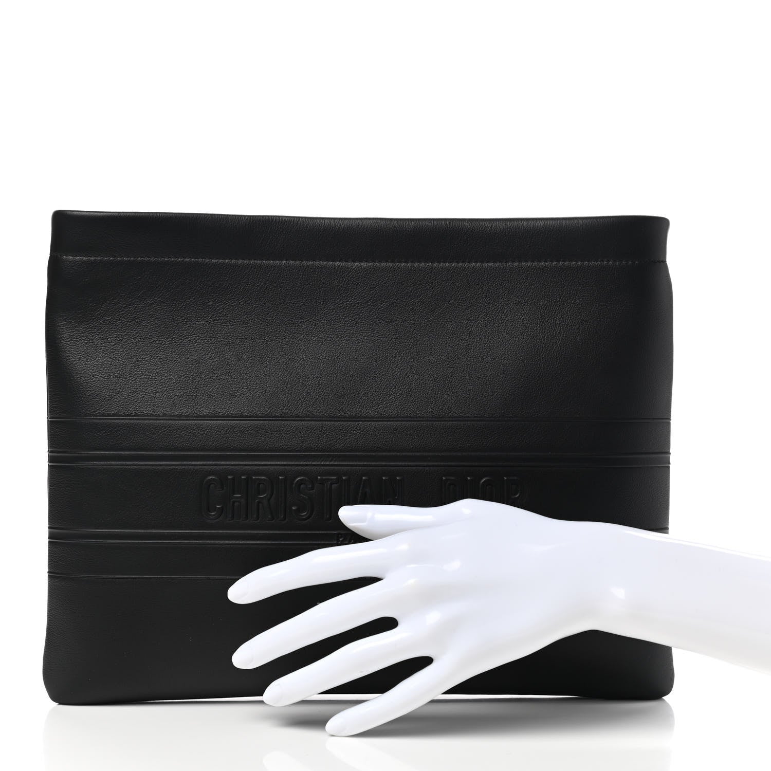 Christian Dior Calfskin Medium Diordouble Zip Pouch Black 2 of 8