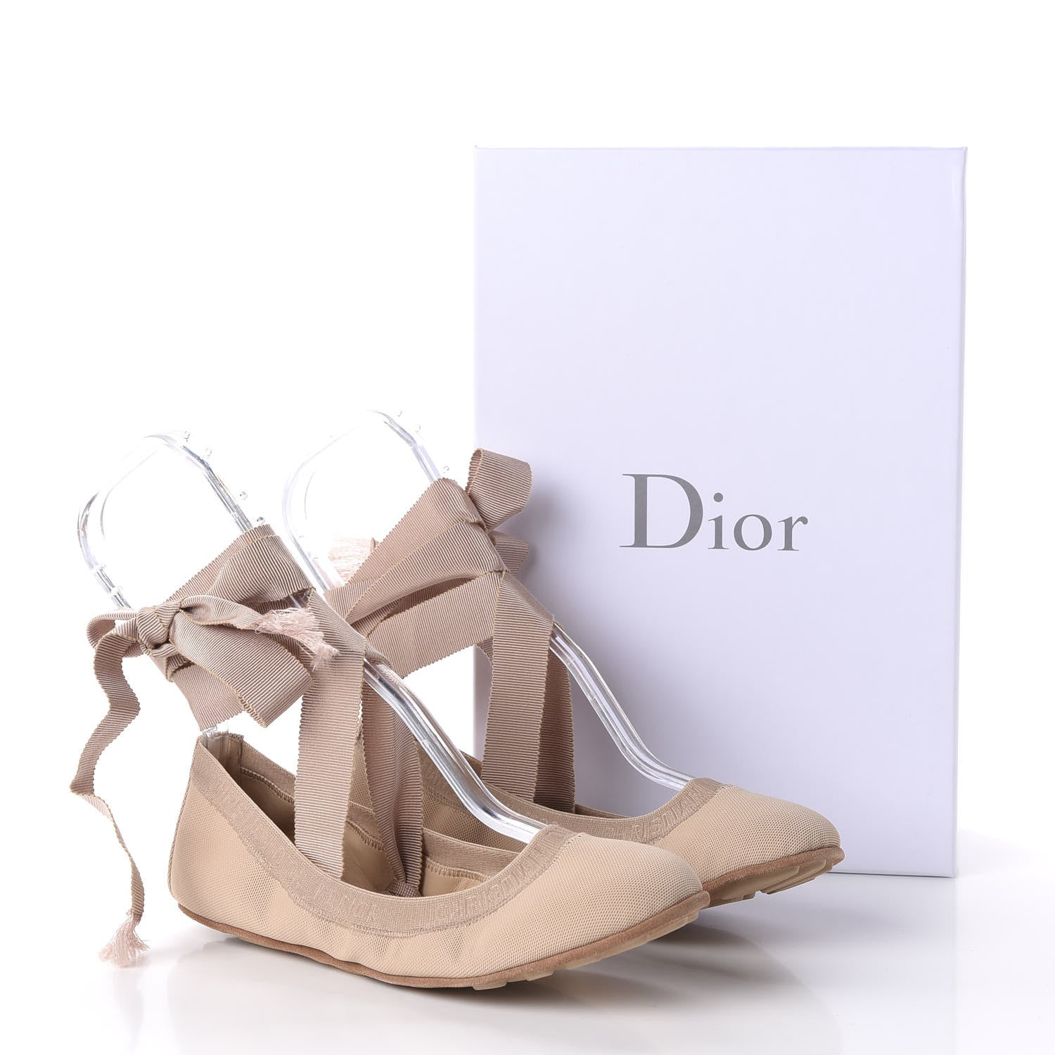 Christian Dior Micro Mesh Academy Lace-Up Ballerina Flats 36.5 Nude 9 of 9