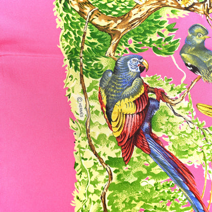 Hermes Silk Equateur Scarf 90 Rose Vif Vert Jaune 4 of 7