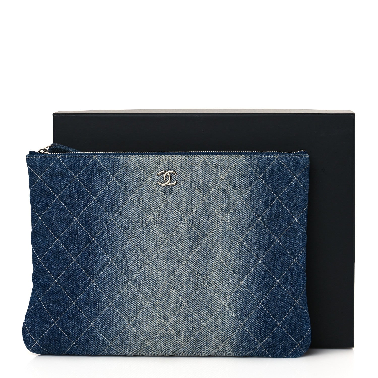 Chanel Denim Pocket Medium Cosmetic Case Blue 9 of 9