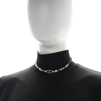 Chanel Pearl Crystal CC Star Choker Necklace Gold Pearly White 2 of 4
