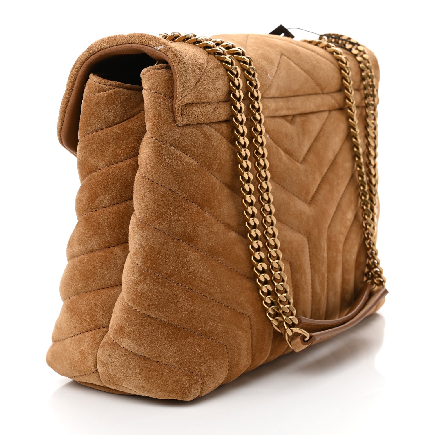 Saint Laurent Suede Y Quilted Monogram Medium Loulou Chain Satchel Cinnamon 3 of 9